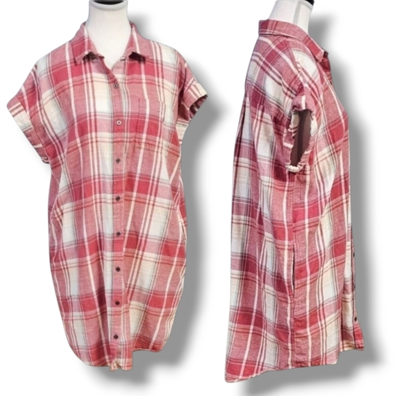 TRUE CRAFT | 100% COTTON FULL BUTTON FLANEL SHIRT DRESS - Picture 3 of 15